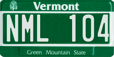 VT license plate NML104