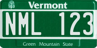 VT license plate NML123