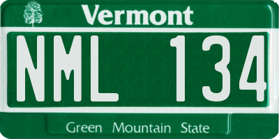 VT license plate NML134