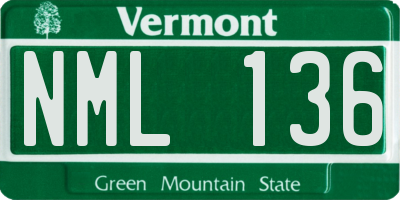 VT license plate NML136