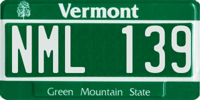 VT license plate NML139