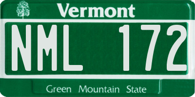 VT license plate NML172