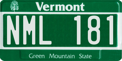 VT license plate NML181