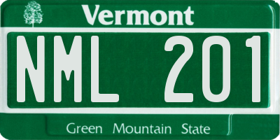 VT license plate NML201