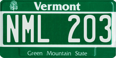 VT license plate NML203