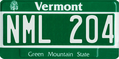 VT license plate NML204