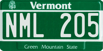 VT license plate NML205