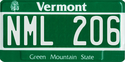 VT license plate NML206