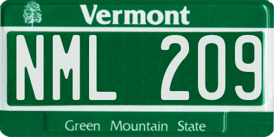VT license plate NML209