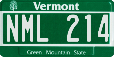 VT license plate NML214