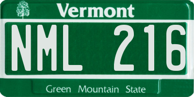 VT license plate NML216