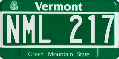 VT license plate NML217