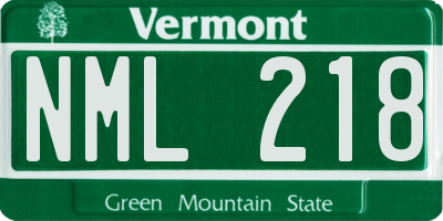 VT license plate NML218