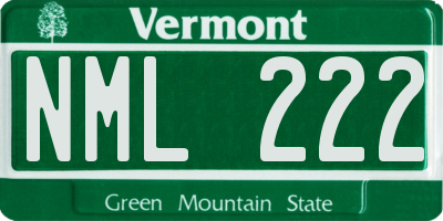 VT license plate NML222