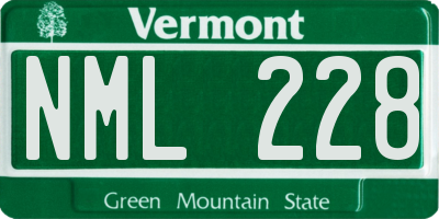 VT license plate NML228