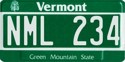 VT license plate NML234