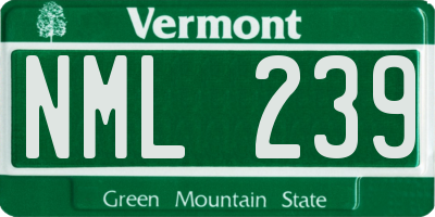 VT license plate NML239