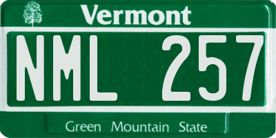 VT license plate NML257