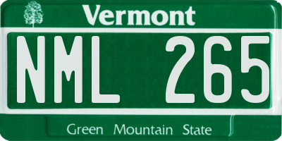VT license plate NML265