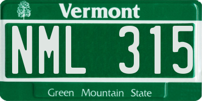 VT license plate NML315