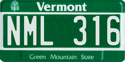 VT license plate NML316