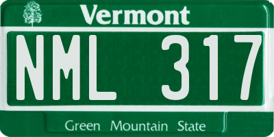 VT license plate NML317