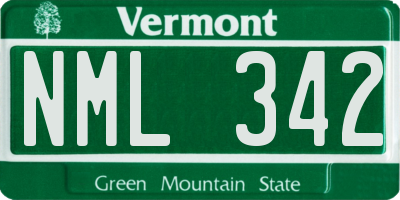 VT license plate NML342