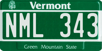 VT license plate NML343