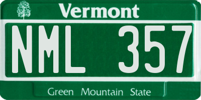 VT license plate NML357