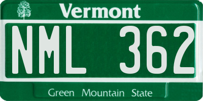 VT license plate NML362