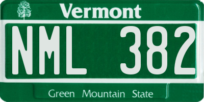 VT license plate NML382