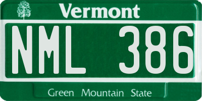 VT license plate NML386