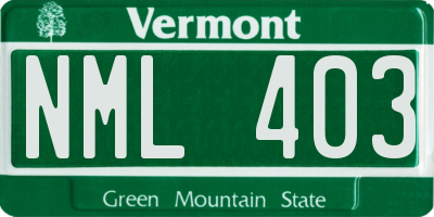 VT license plate NML403