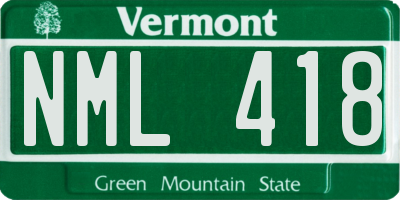 VT license plate NML418