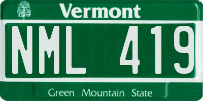 VT license plate NML419