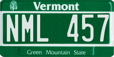 VT license plate NML457