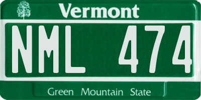 VT license plate NML474