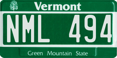 VT license plate NML494