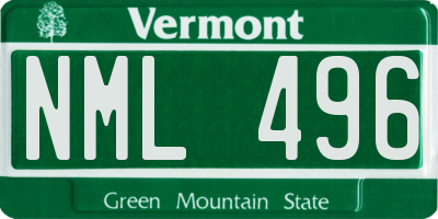 VT license plate NML496