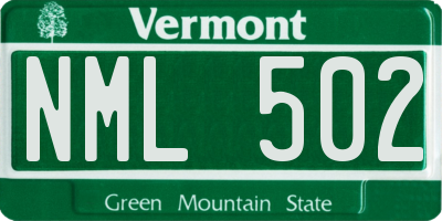 VT license plate NML502