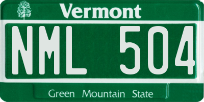 VT license plate NML504