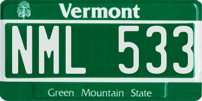 VT license plate NML533