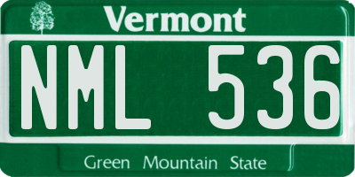 VT license plate NML536