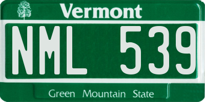 VT license plate NML539