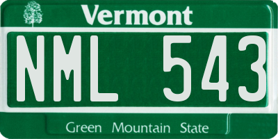 VT license plate NML543