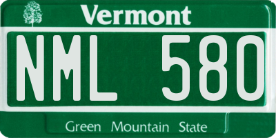 VT license plate NML580