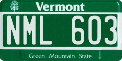 VT license plate NML603