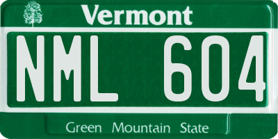 VT license plate NML604
