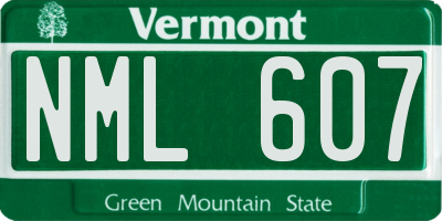 VT license plate NML607