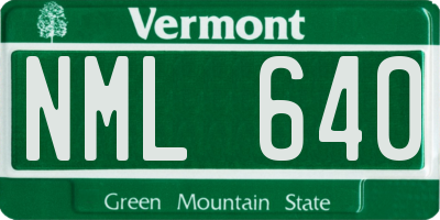VT license plate NML640